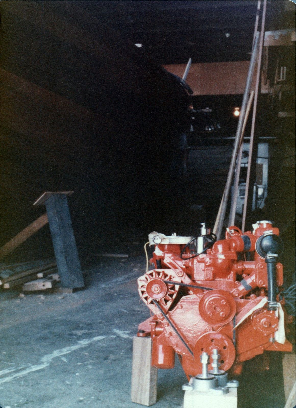 The engine waiting beside the hull