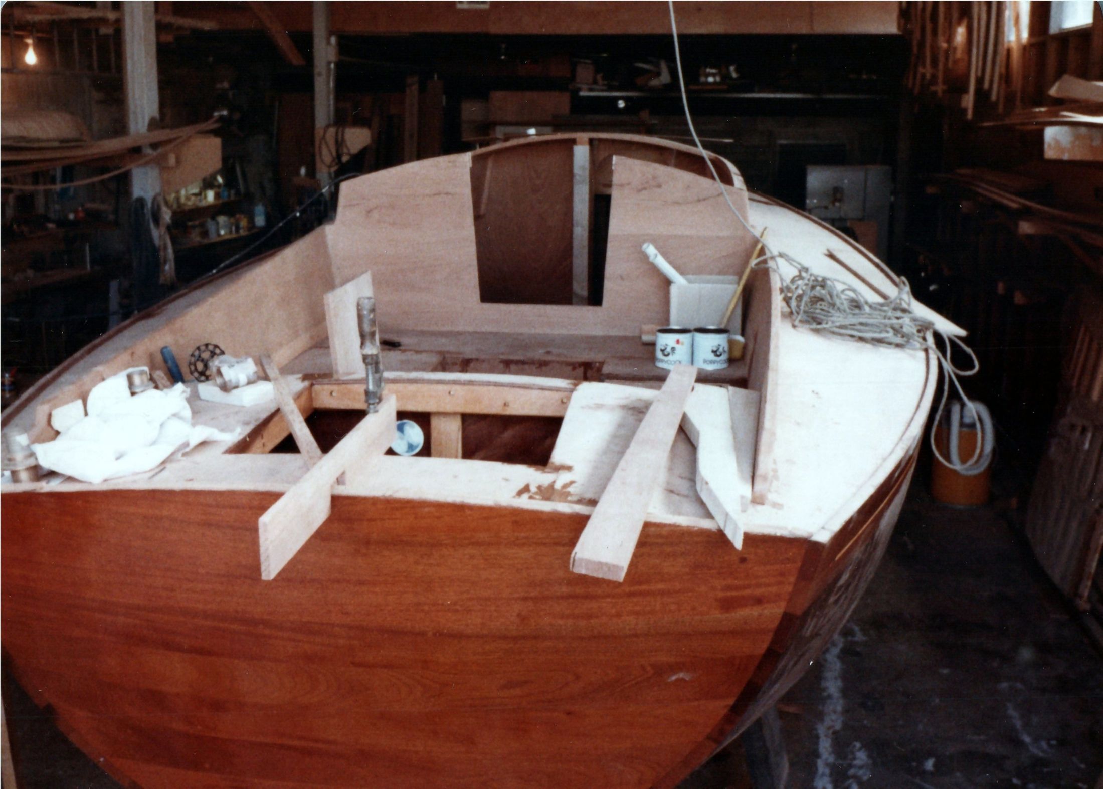 The cockpit and coaming from the stern